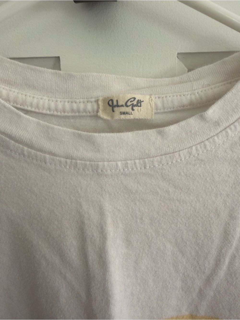 John Galt Rainbow Stripe Cropped Tee White Short Sleeve Size Small - Picture 2 of 4